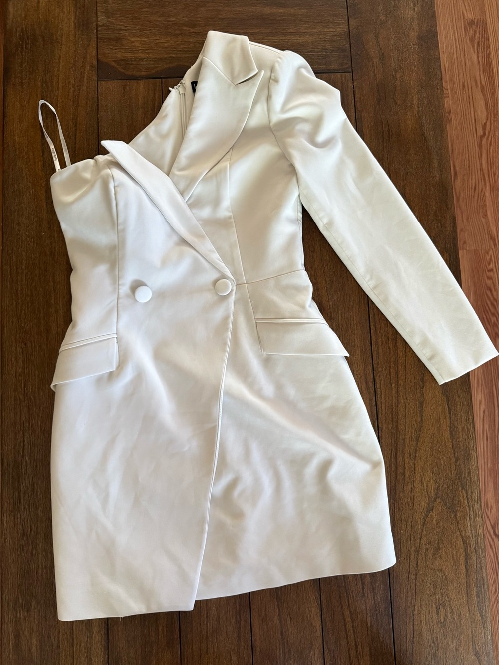 Lavish Alice White One-Shoulder Blazer Dress